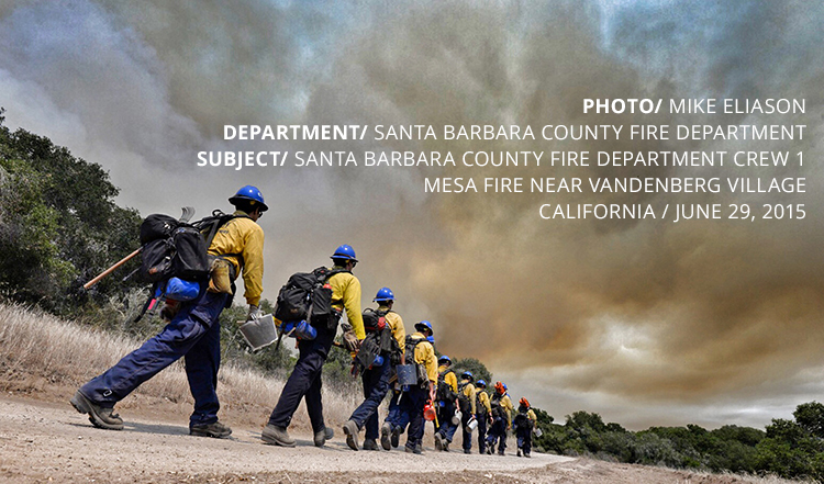 PHOTO/ MIKE ELIASON DEPARTMENT/ SANTA BARBARA COUNTY FIRE DEPARTMENT SUBJECT/ SANTA BARBARA COUNTY FIRE DEPARTMENT CREW 1 MESA FIRE NEAR VANDENBERG VILLAGE CALIFORNIA / JUNE 29, 2015