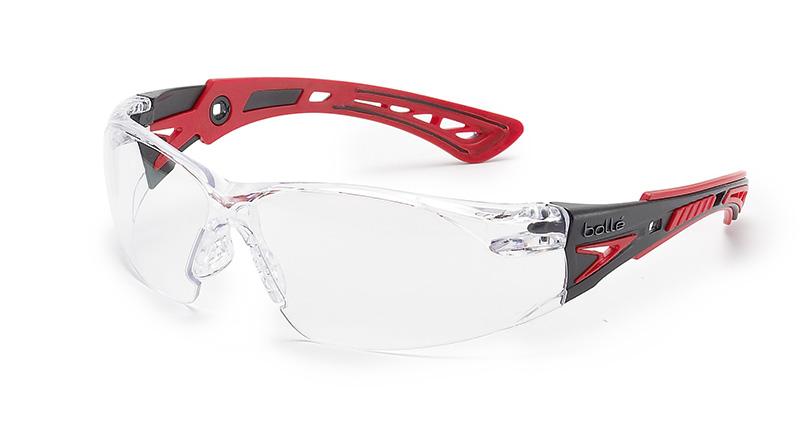 Black & Grey Frame Safety Glasses with Assembled Foam and Strap Bolle Safety Rush Twilight Lenses