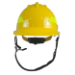 Bullard Wildfire Helmet – cap brim yellow wildland firefighting helmet with ratchet suspension, front view