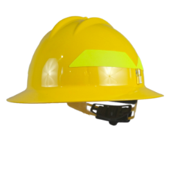 Bullard Wildfire Helmet – full brim yellow wildland firefighting helmet, side angle view