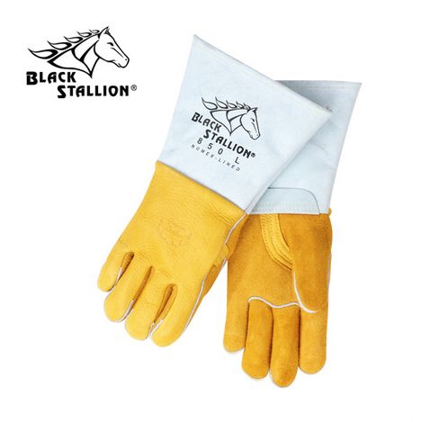 Premium Grain Elkskin Stick Welding Gloves - Nomex Backing black stallion, bsx, revco