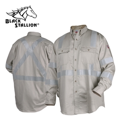 TruGuard 300 FR Work Shirt Hi-Viz nfpa2112, nfpa70e, black stallion, bsx, revco