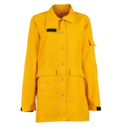 True North Wildland Womens Brush Shirt Plus – 5.8 oz. Tecasafe Plus fabric, yellow wildland firefighter shirt, front view with collar folded